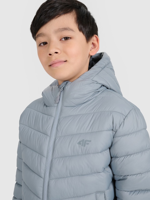 Chłopięca kurtka puchowa pikowana 4F 4FJRAW25TDJAM0819 - szara