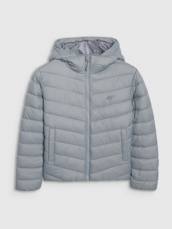 Chłopięca kurtka puchowa pikowana 4F 4FJRAW25TDJAM0819 - szara