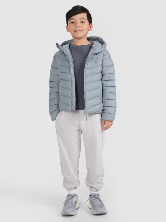 Chłopięca kurtka puchowa pikowana 4F 4FJRAW25TDJAM0819 - szara