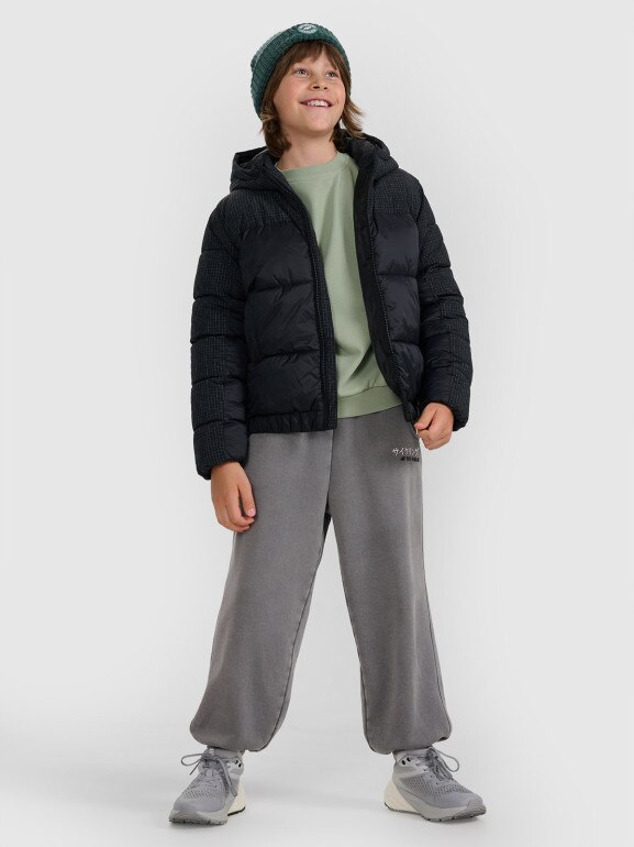 Chłopięca kurtka puchowa pikowana 4F 4FJRAW25TDJAM0820 - czarna