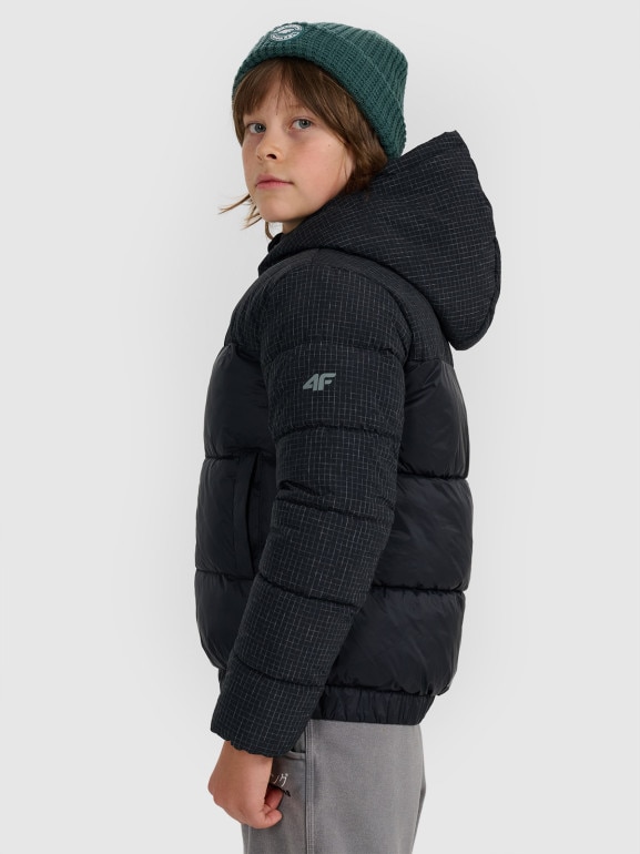 Chłopięca kurtka puchowa pikowana 4F 4FJRAW25TDJAM0820 - czarna