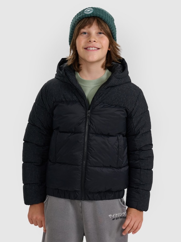 Chłopięca kurtka puchowa pikowana 4F 4FJRAW25TDJAM0820 - czarna