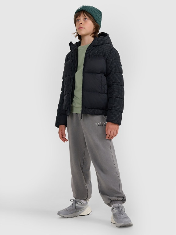Chłopięca kurtka puchowa pikowana 4F 4FJRAW25TDJAM0820 - czarna