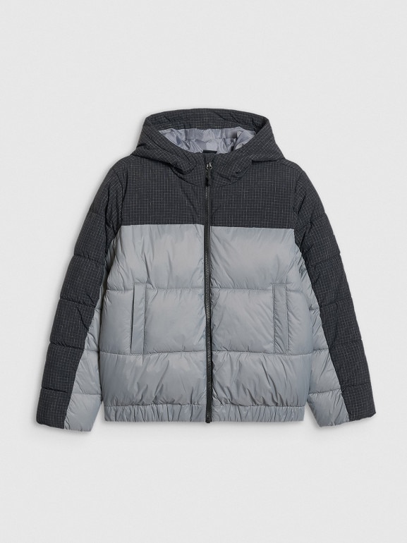 Chłopięca kurtka puchowa pikowana 4F 4FJRAW25TDJAM0820 - szara