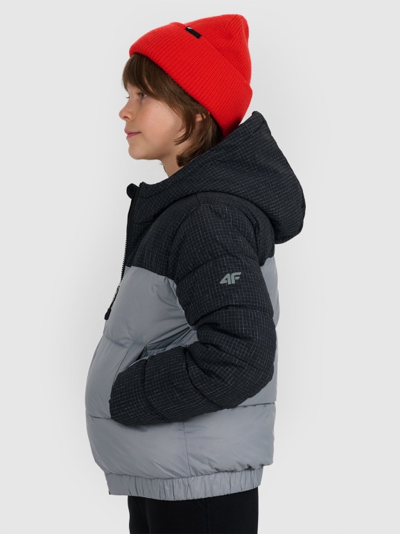 Chłopięca kurtka puchowa pikowana 4F 4FJRAW25TDJAM0820 - szara