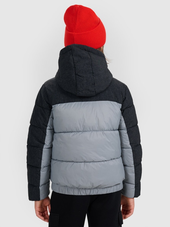 Chłopięca kurtka puchowa pikowana 4F 4FJRAW25TDJAM0820 - szara