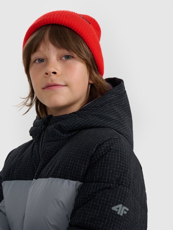 Chłopięca kurtka puchowa pikowana 4F 4FJRAW25TDJAM0820 - szara