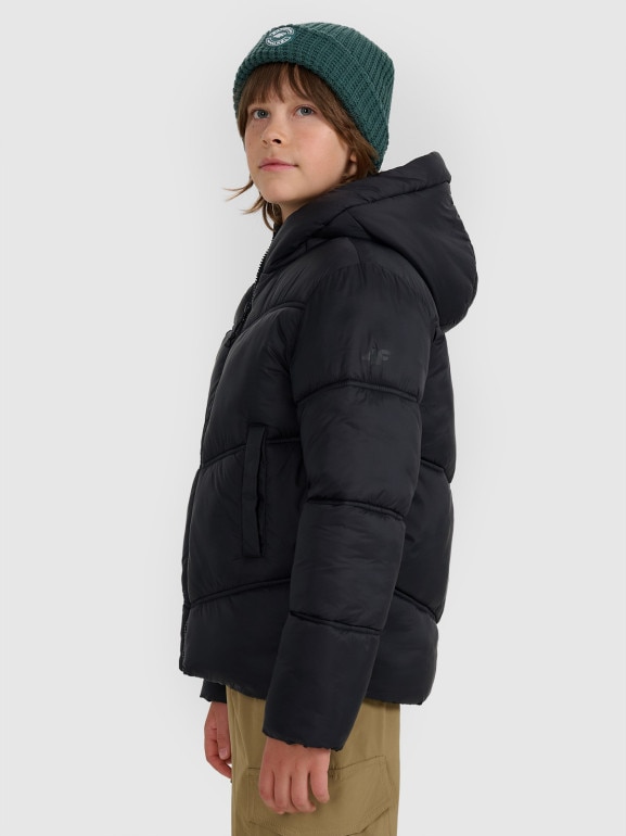 Chłopięca kurtka puchowa pikowana 4F 4FJRAW25TDJAM0821 - czarna