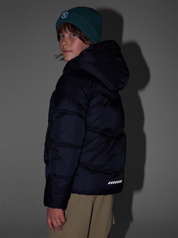 Chłopięca kurtka puchowa pikowana 4F 4FJRAW25TDJAM0821 - czarna