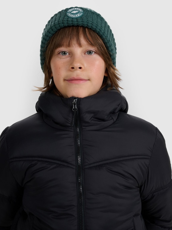 Chłopięca kurtka puchowa pikowana 4F 4FJRAW25TDJAM0821 - czarna