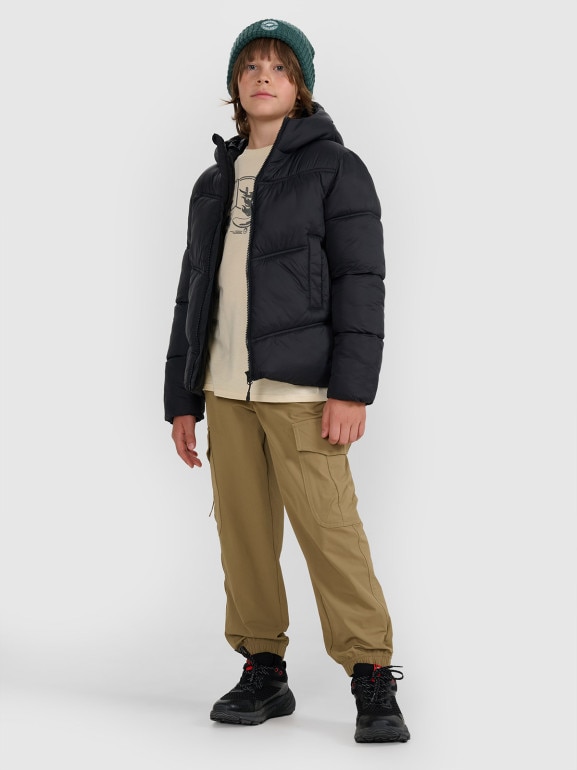 Chłopięca kurtka puchowa pikowana 4F 4FJRAW25TDJAM0821 - czarna