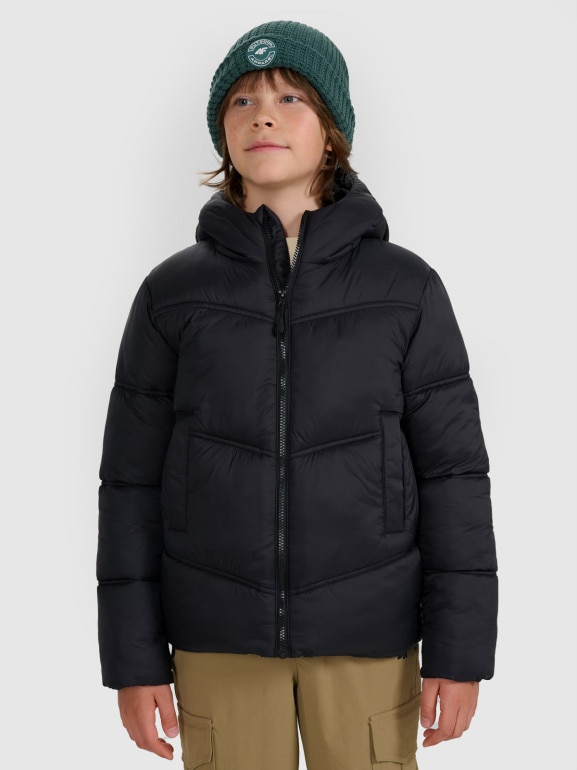 Chłopięca kurtka puchowa pikowana 4F 4FJRAW25TDJAM0821 - czarna
