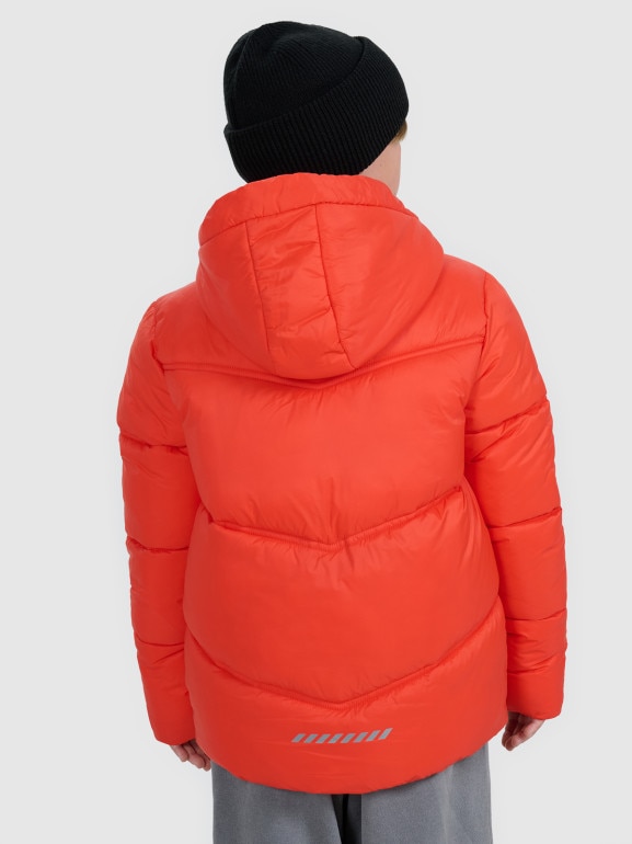 Chłopięca kurtka puchowa pikowana 4F 4FJRAW25TDJAM0821 - czerwona
