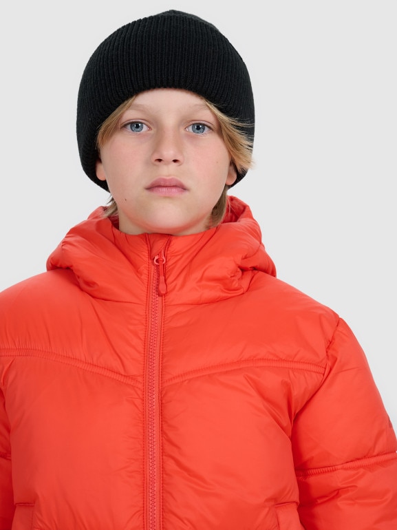 Chłopięca kurtka puchowa pikowana 4F 4FJRAW25TDJAM0821 - czerwona