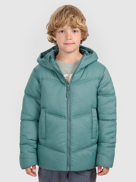 Chłopięca kurtka puchowa pikowana 4F 4FJRAW25TDJAM0821 - zielona