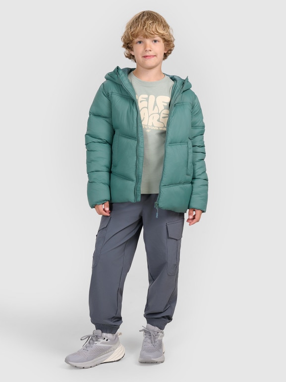 Chłopięca kurtka puchowa pikowana 4F 4FJRAW25TDJAM0821 - zielona