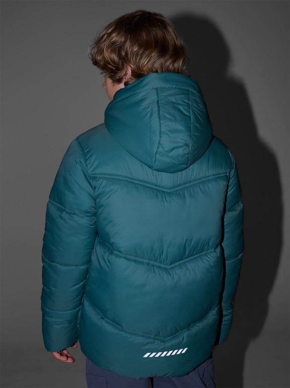 Chłopięca kurtka puchowa pikowana 4F 4FJRAW25TDJAM0821 - zielona