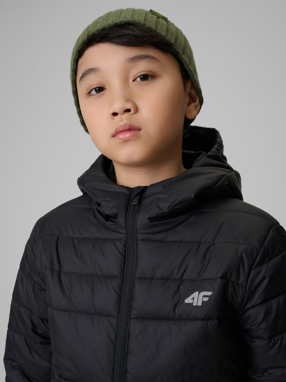 Chłopięca kurtka puchowa pikowana 4F 4FJWSS26TDJAM0741 - czarna