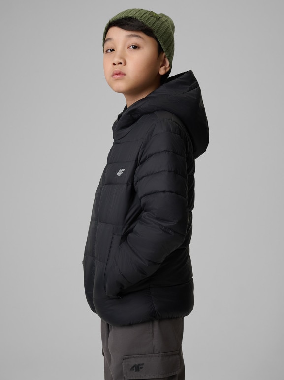 Chłopięca kurtka puchowa pikowana 4F 4FJWSS26TDJAM0741 - czarna