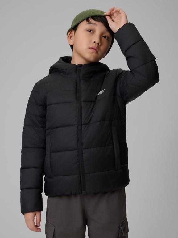Chłopięca kurtka puchowa pikowana 4F 4FJWSS26TDJAM0741 - czarna
