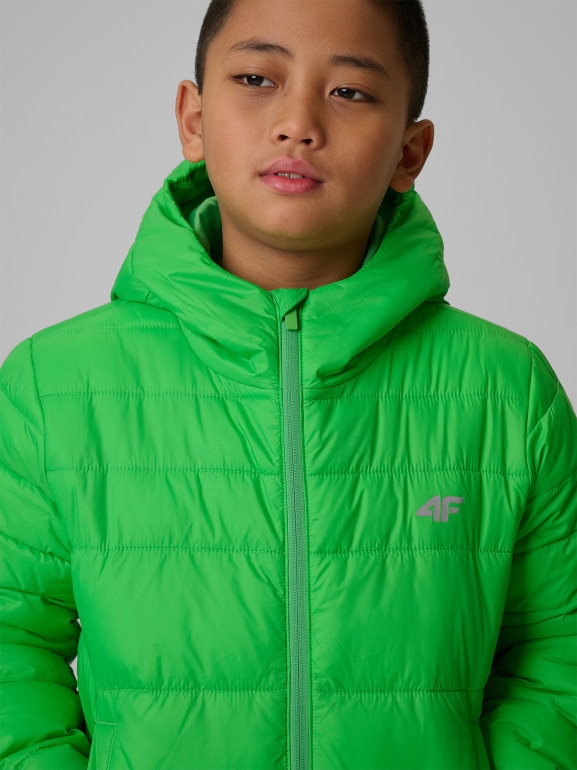 Chłopięca kurtka puchowa pikowana 4F 4FJWSS26TDJAM0741 - zielona