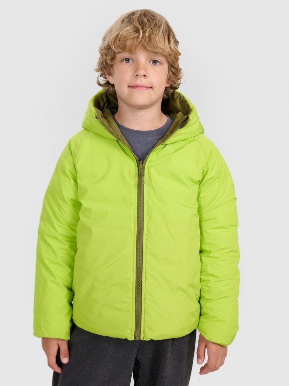 Chłopięca kurtka puchowa pikowana dwustronna 4F 4FJRAW25TDJAM0790 - oliwkowa