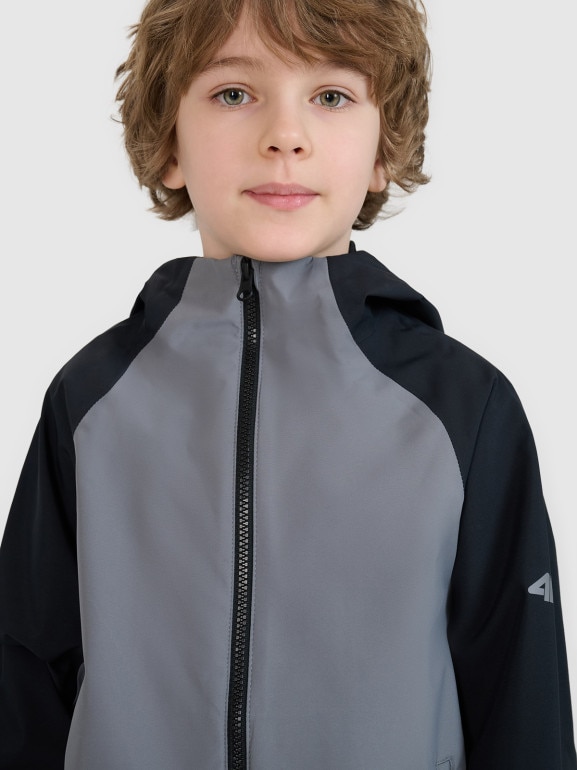 Chłopięca kurtka trekkingowa membrana 5000 4F 4FJWSS25TTJAM681 - szara