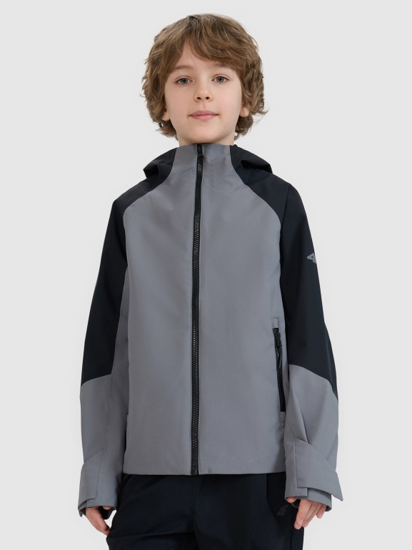 Chłopięca kurtka trekkingowa membrana 5000 4F 4FJWSS25TTJAM681 - szara