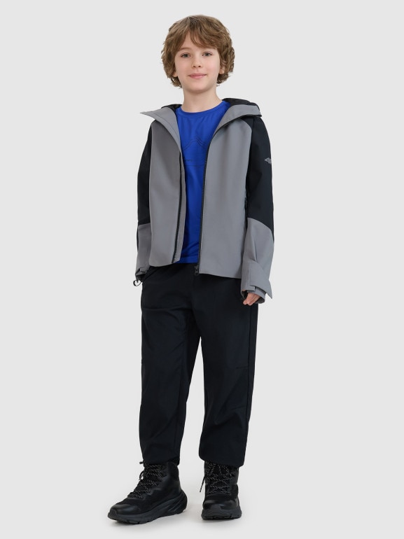 Chłopięca kurtka trekkingowa membrana 5000 4F 4FJWSS25TTJAM681 - szara
