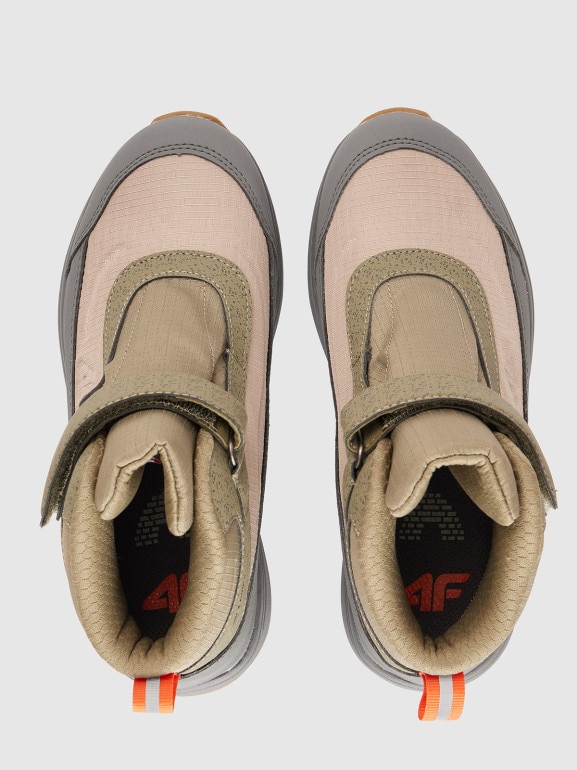 Chłopięce buty zimowe śniegowce 4F 4FJRAW25FSBSM034 - beżowe