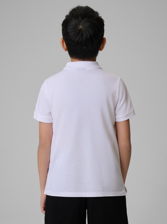 Chłopięce polo 4F 4FJWSS26TPTSM662 - białe