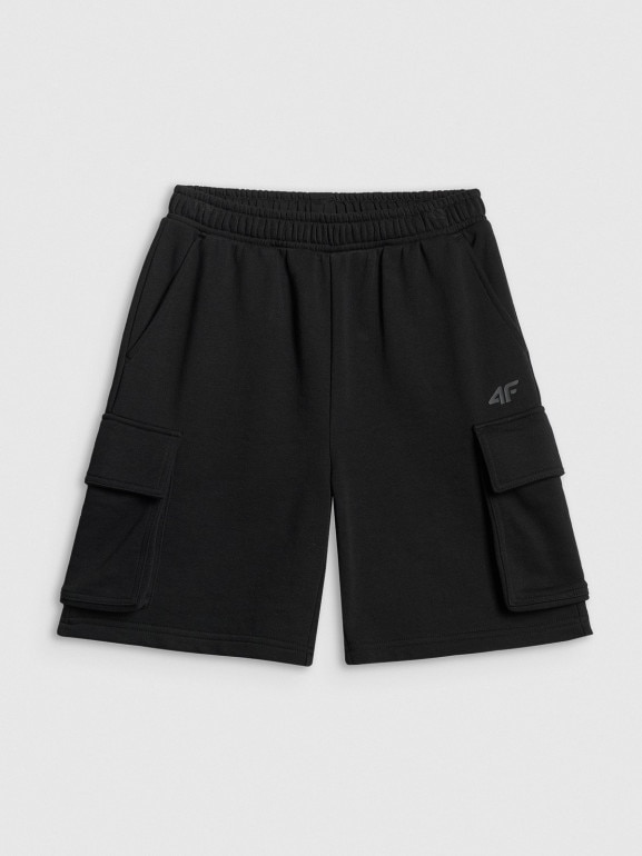 Chłopięce spodenki dresowe 4F 4FJWSS26TSHOM785 - czarne