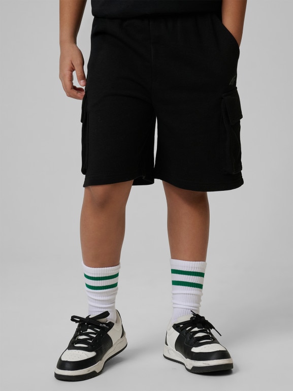 Chłopięce spodenki dresowe 4F 4FJWSS26TSHOM785 - czarne