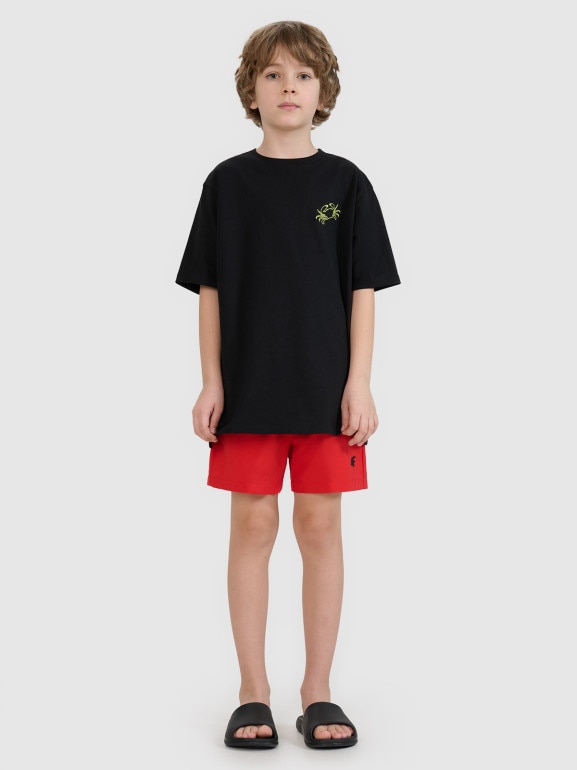 Chłopięce spodenki plażowe 4F 4FJRMM00UBDSM110 - czerwone