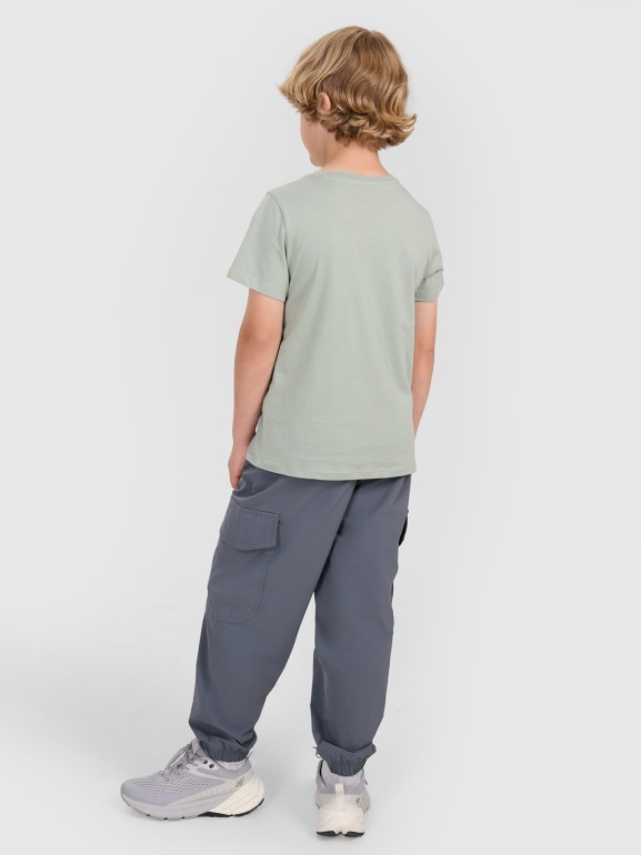 Chłopięce spodnie casual cargo 4F 4FJRAW25TTROM1606 - szare