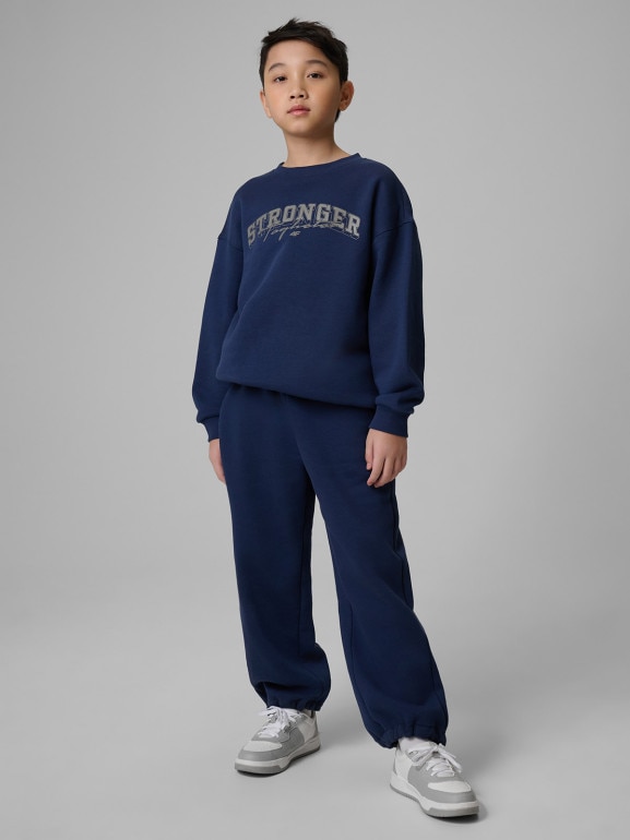 Chłopięce spodnie dresowe 4F 4FJRSS26TTROM1731 - granatowe