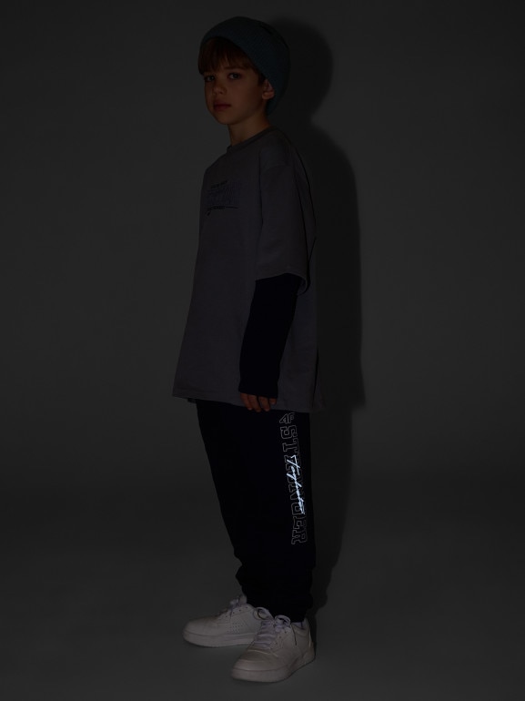 Chłopięce spodnie dresowe 4F 4FJRSS26TTROM1733 - granatowe