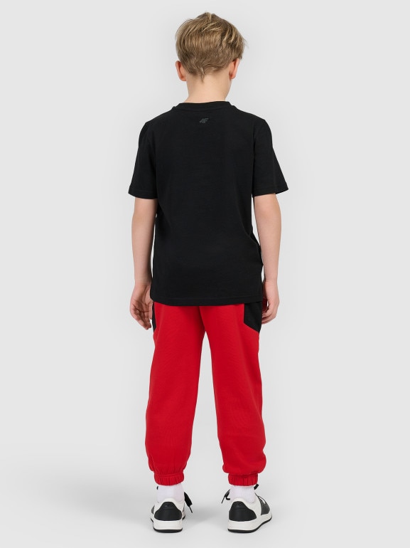 Chłopięce spodnie dresowe 4F 4FJRSS26TTROM1874 - czerwone