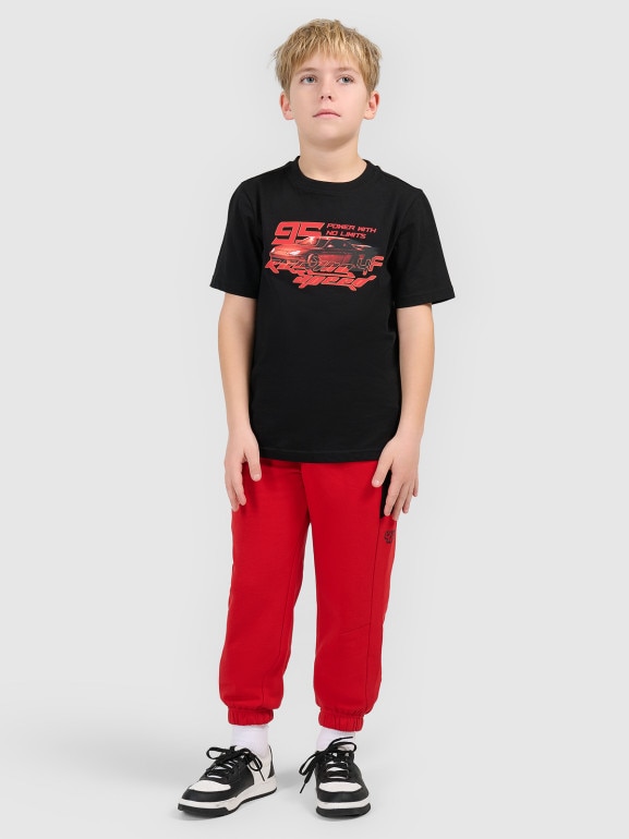 Chłopięce spodnie dresowe 4F 4FJRSS26TTROM1874 - czerwone