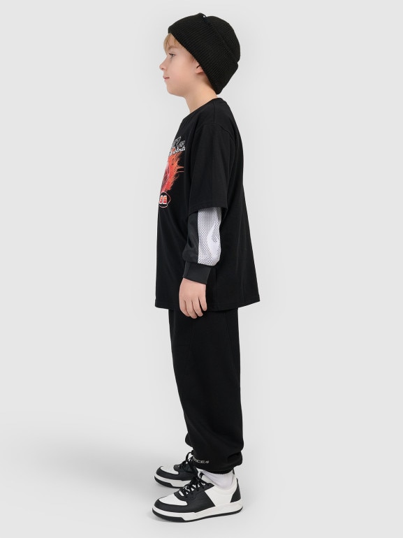 Chłopięce spodnie dresowe 4F 4FJRSS26TTROM1936 - czarne