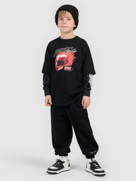 Chłopięce spodnie dresowe 4F 4FJRSS26TTROM1936 - czarne