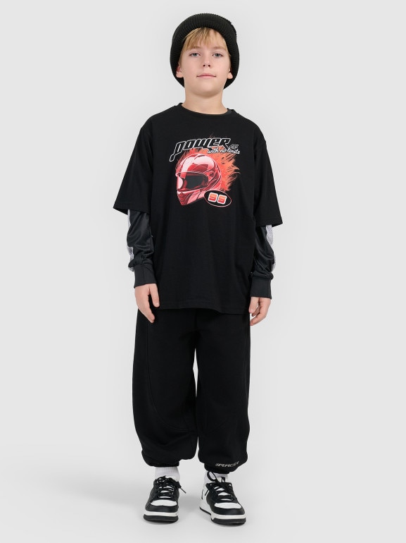 Chłopięce spodnie dresowe 4F 4FJRSS26TTROM1936 - czarne