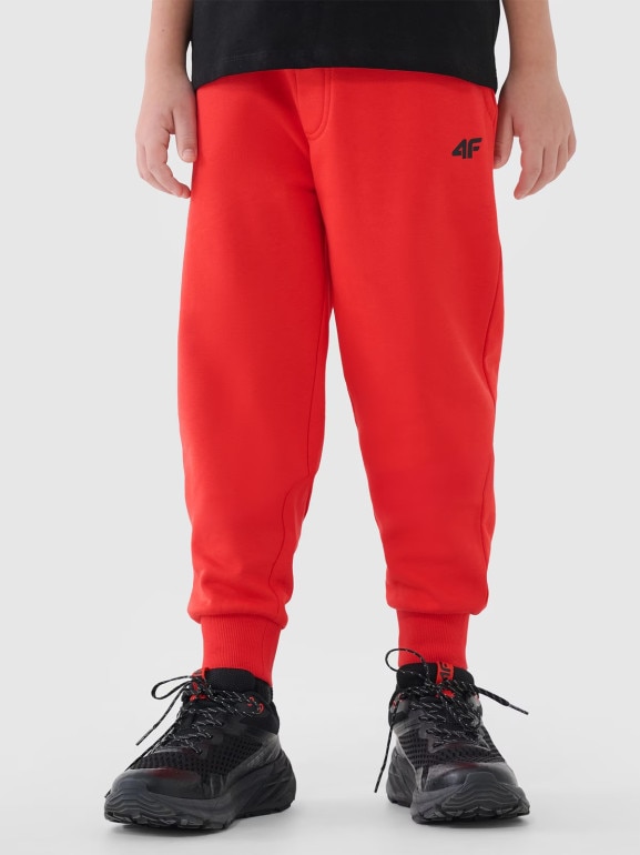 Chłopięce spodnie dresowe 4F 4FJWMM00TTROM0811 - pomarańczowe