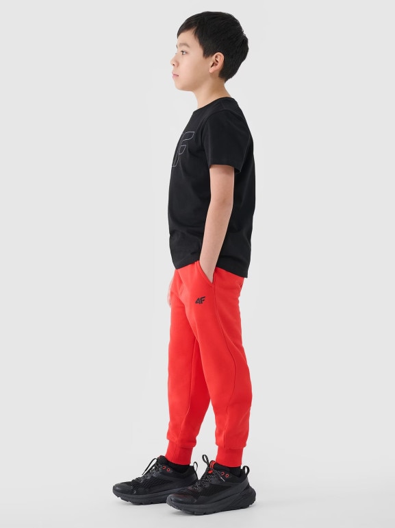 Chłopięce spodnie dresowe 4F 4FJWMM00TTROM0811 - pomarańczowe