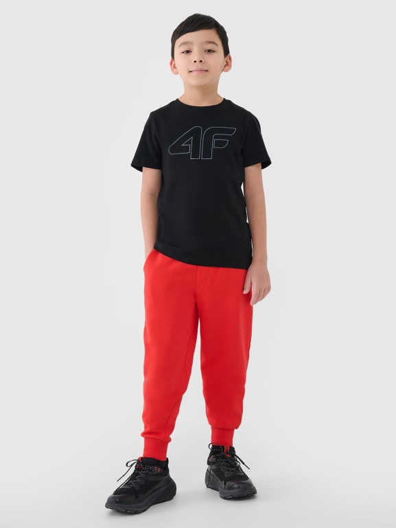 Chłopięce spodnie dresowe 4F 4FJWMM00TTROM0811 - pomarańczowe