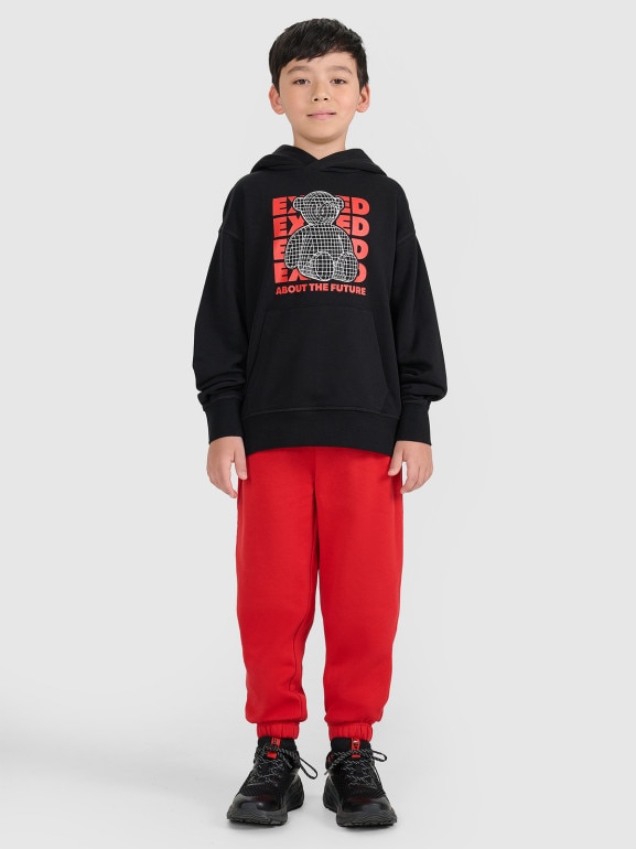 Chłopięce spodnie dresowe joggery 4F 4FJRAW25TTROM1634 - czerwone