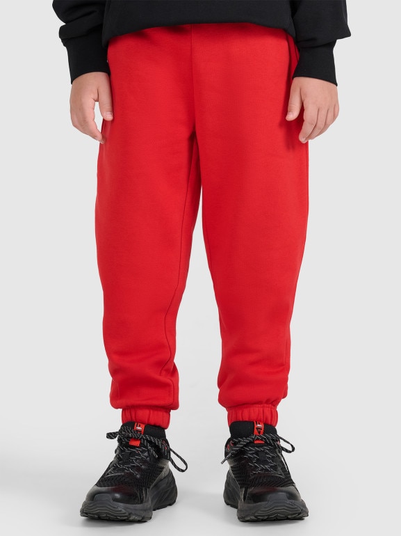 Chłopięce spodnie dresowe joggery 4F 4FJRAW25TTROM1634 - czerwone