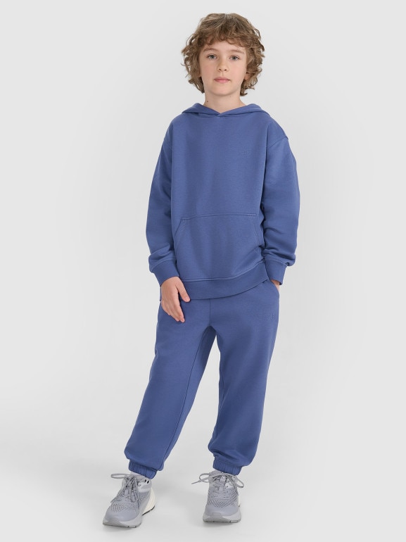 Chłopięce spodnie dresowe joggery 4F 4FJRAW25TTROM1634 - niebieskie