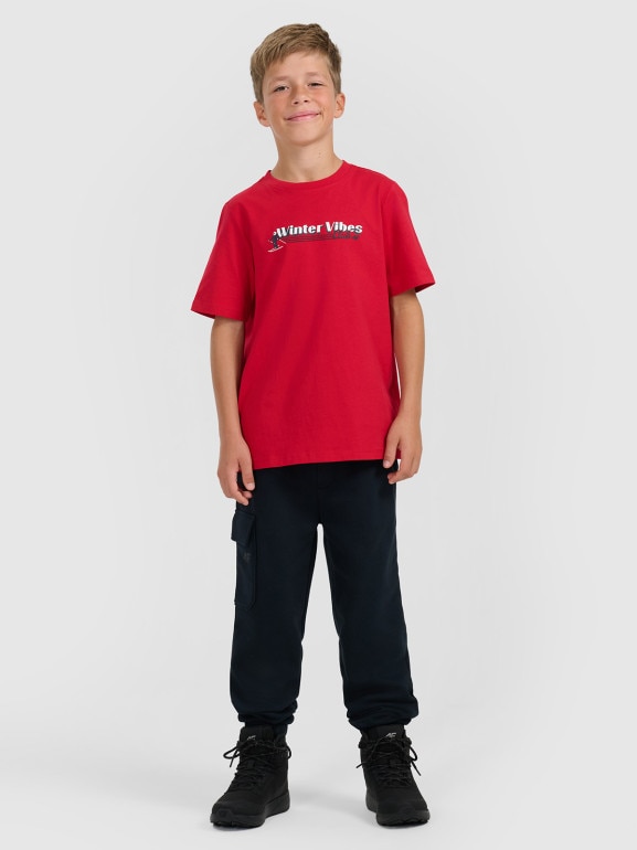 Chłopięce spodnie dresowe joggery 4F 4FJRAW25TTROM1841 - granatowe