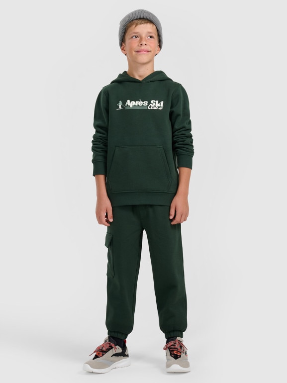 Chłopięce spodnie dresowe joggery 4F 4FJRAW25TTROM1841 - zielone